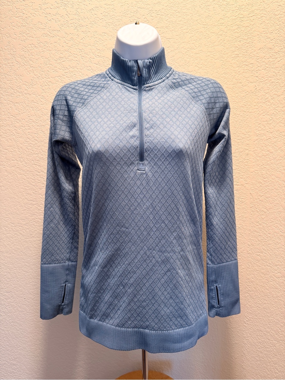 lululemon Slate Blue Rest Less Quilted Half-Zip Mock Neck Sweater - Picture 5 of 10